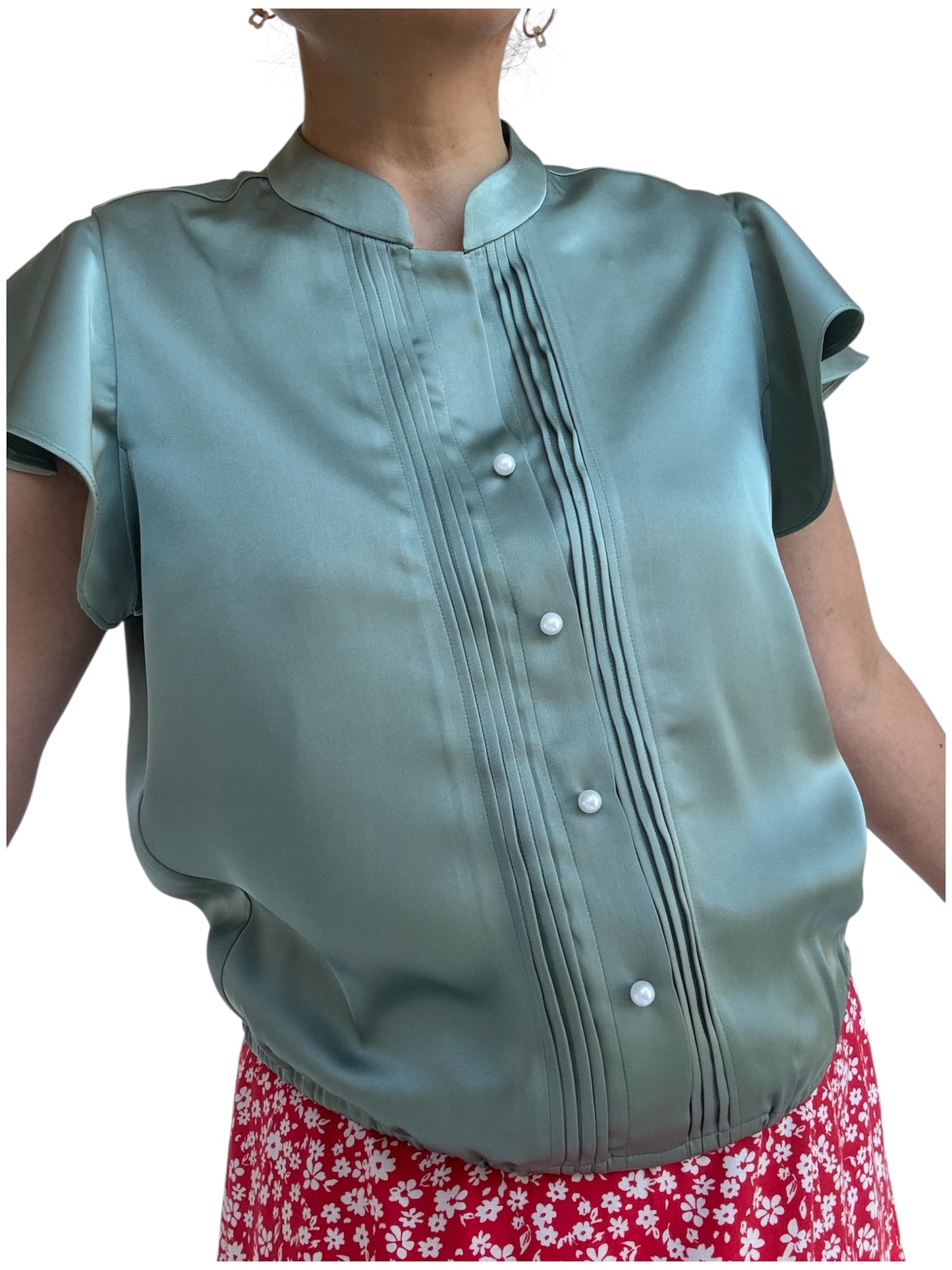 Rüschen Ärmel Bluse -014