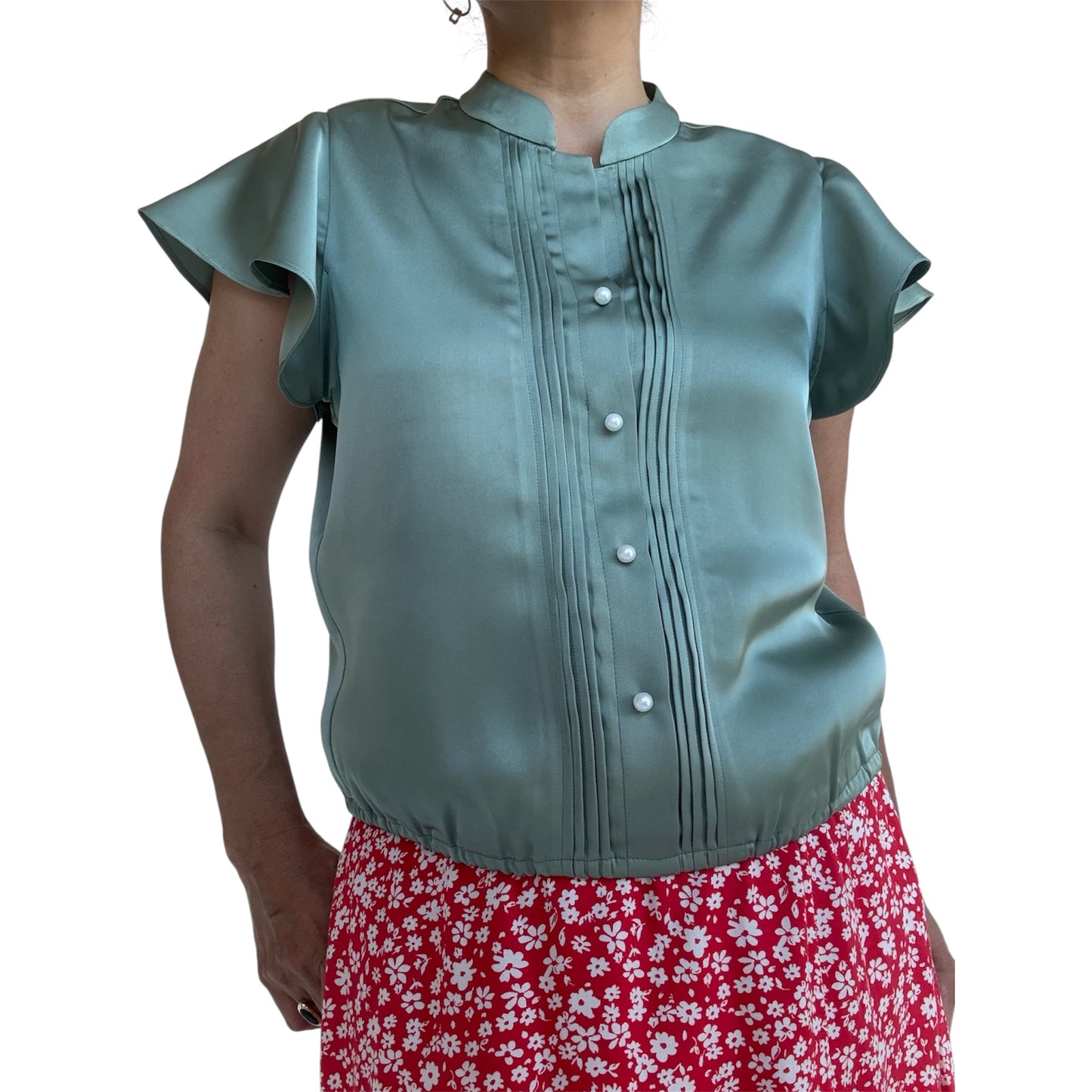 Rüschen Ärmel Bluse -014