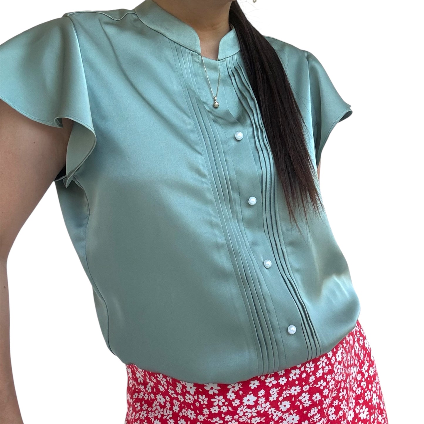 Rüschen Ärmel Bluse -014