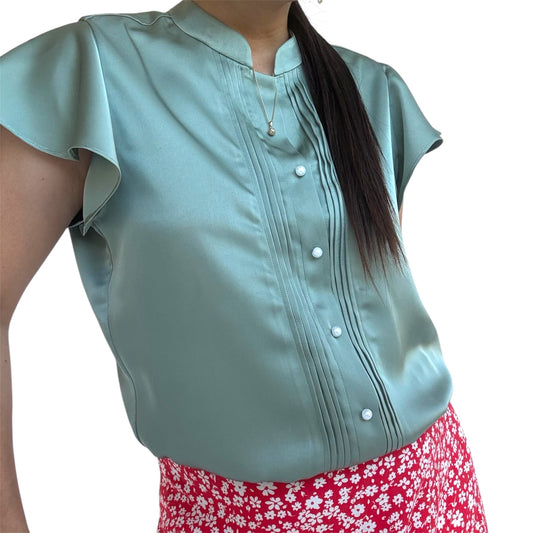 Rüschen Ärmel Bluse -014